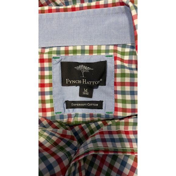 Fynch-Hatton SuperSoft Cotton Multicolor Checkered Dress Shirt Size: M 39/40 - Picture 3 of 3